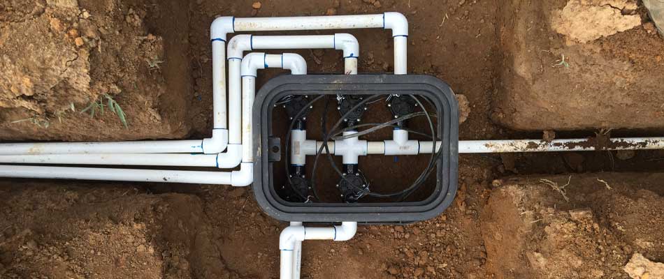 Irrigation system design pipes during an installation at a property in Louisville, GA.