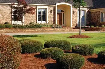 New landscape installation, shrub trimming, and new mulch at a home in Waynesboro.